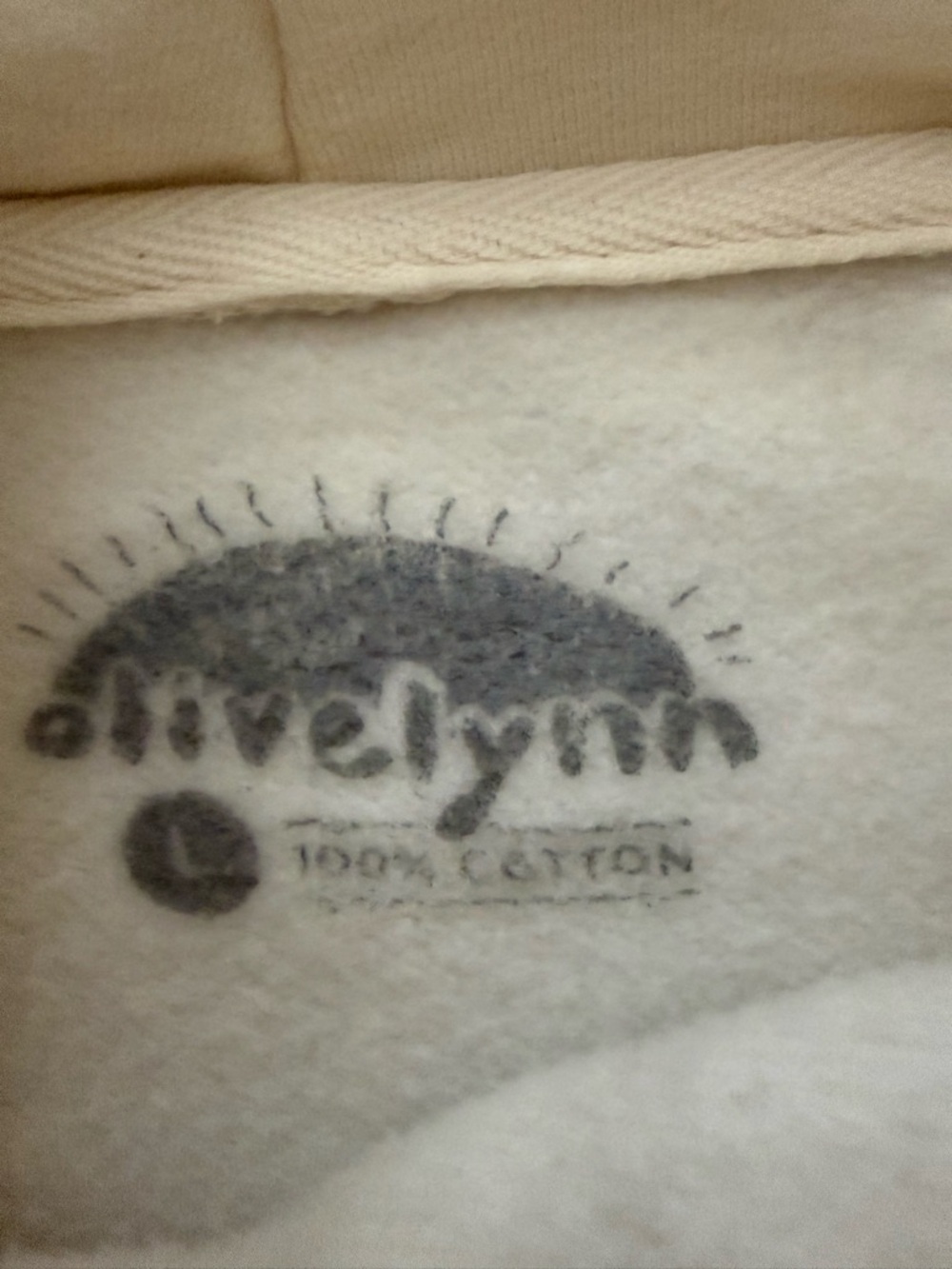 Olivelynn Cream Cotton Hoodie with I HOPE YOU HAVE A GOOD DAY Logo - Picture 7 of 8